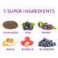 Your Superfoods forever beautiful ingredients including chia seeds, acai, maqui, maca, acerola and blueberry